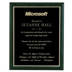Green Woodgrain Value Engraved Plaque