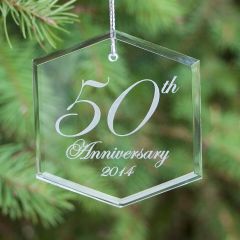 Engraved Crystal Hexagon Ornament