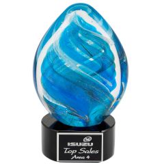 Teal Blue Spiral Glass Art Award