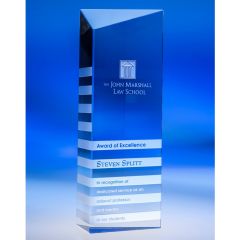 Banded Triangle Tower Crystal Award with engraving