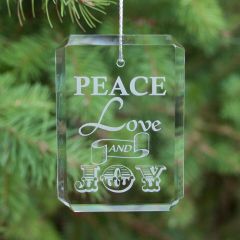 Engraved Crystal Rectangle Ornament