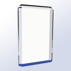 Blue Edged Clear Rectangle Acrylic Award