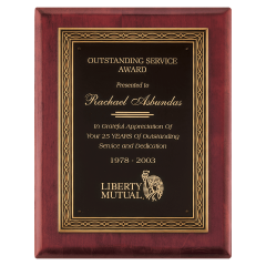 Large Rosewood Piano Finish and Bronze Plaque