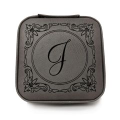 Grey Faux Leather Monogram Jewelry Box