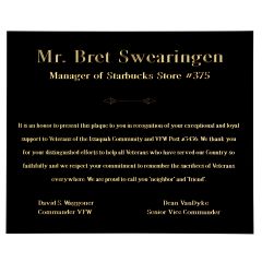 Black Brass Plate with large text