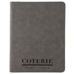 Slate Faux Leather Portfolio with Notepad