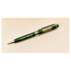 Engraved Brass Pen With Marble Barrel