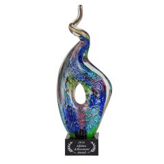 Rainbow Twist Crysatl Art Glass Award - laser engraved