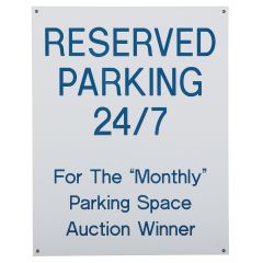 Engraved Plastic Sign - Medium Text, White with blue letters, holes on 4 corners 