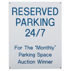 Engraved Plastic Sign - Medium Text, White with blue letters, holes on 4 corners