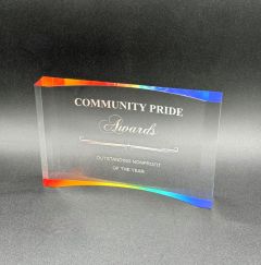 Rainbow Edged and Clear Curved Acrylic Award