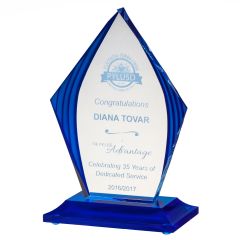 Blue Ridged Edge Acrylic Trophy