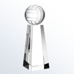 Crystal Volleyball Trophy on Pedestal
