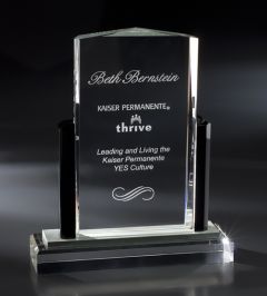 Standing Black Column Crystal Plaque