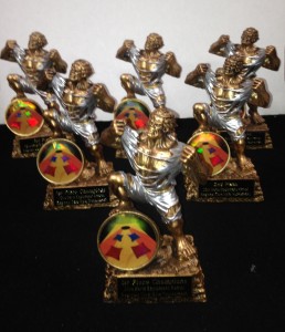 These Corn Hole Monster Trophies are for a corn hole  tournament in Tennessee.