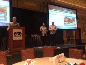 Jeff on stage accepting the 2015 Best Retailer Web Site Award in Las Vegas.