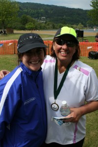 My Mother in Law Bonnie and I after we finished a sprint triathlon. Why is ok to get participation awards at a race, but not ok to give kids at the end of a season?