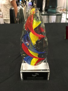 This new art glass award features vibrant colors!