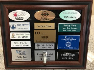Here is just a small sampling of different name tag styles made by Trophies2Go.